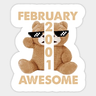 February 2001 Awesome Bear Cute Birthday Sticker